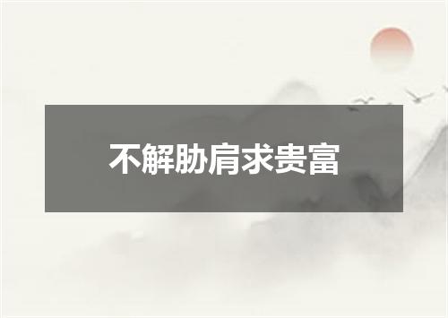 不解胁肩求贵富