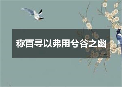 称百寻以弗用兮谷之幽