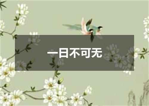 一日不可无