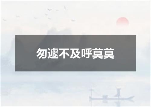 匆遽不及呼莫莫
