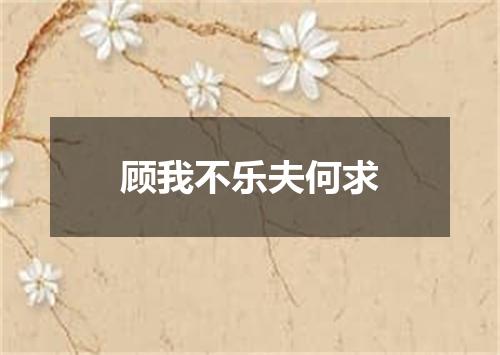 顾我不乐夫何求