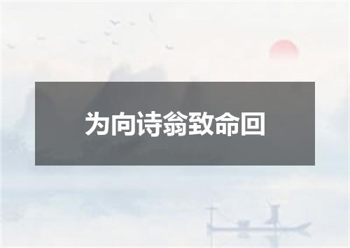 为向诗翁致命回