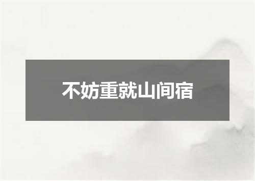不妨重就山间宿
