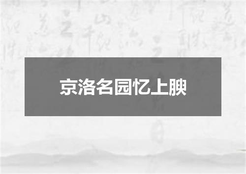 京洛名园忆上腴