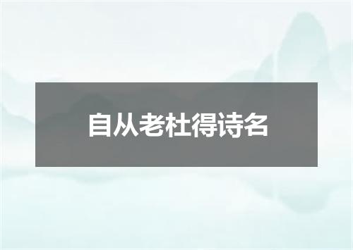 自从老杜得诗名