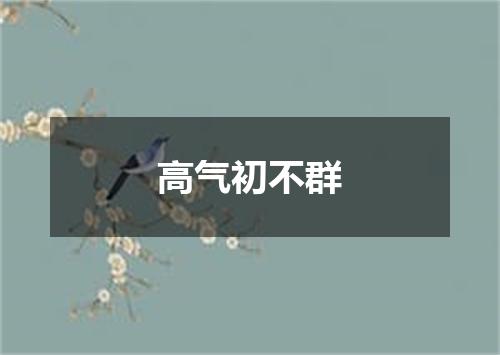 高气初不群