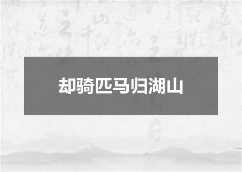 却骑匹马归湖山