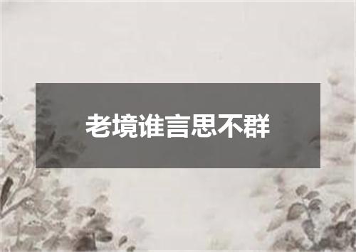 老境谁言思不群