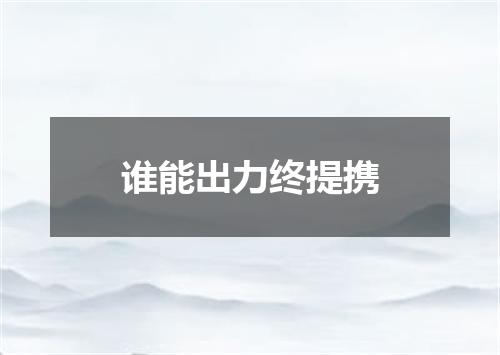 谁能出力终提携