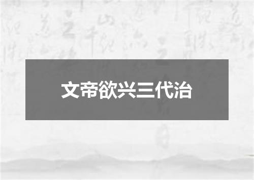 文帝欲兴三代治