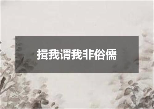 揖我谓我非俗儒