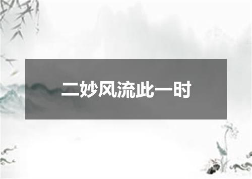 二妙风流此一时