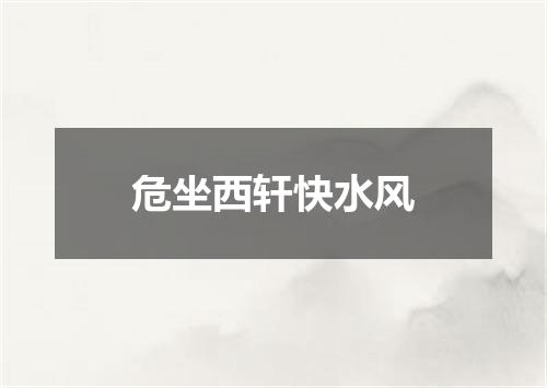 危坐西轩快水风