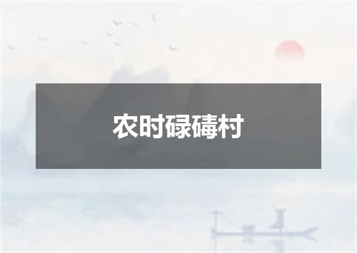 农时碌碡村