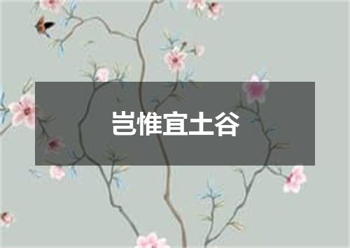 岂惟宜土谷