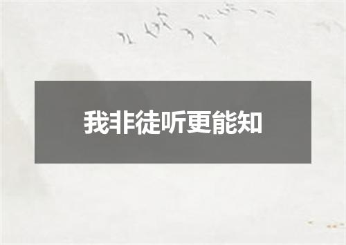 我非徒听更能知