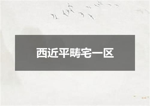 西近平畴宅一区