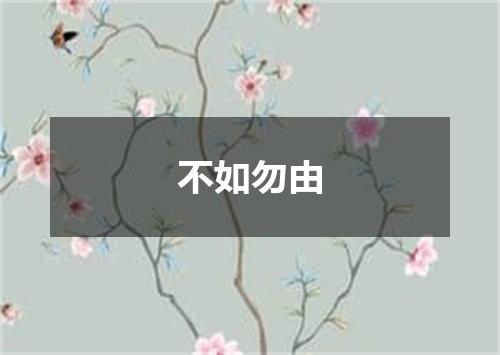 不如勿由