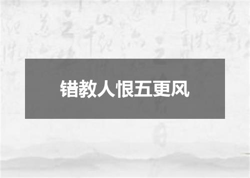 错教人恨五更风
