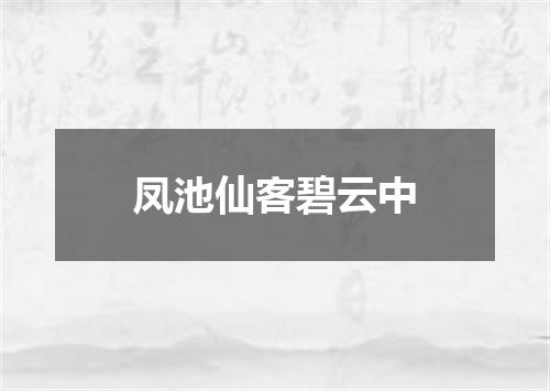 凤池仙客碧云中