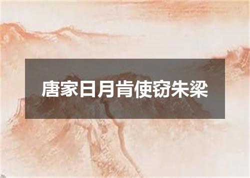 唐家日月肯使窃朱梁