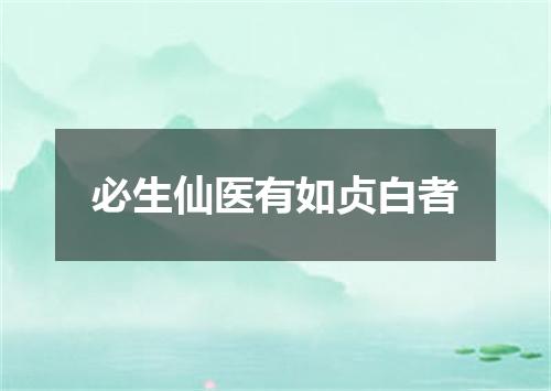必生仙医有如贞白者