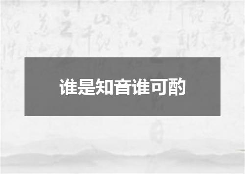 谁是知音谁可酌