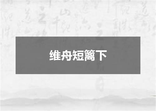 维舟短篱下
