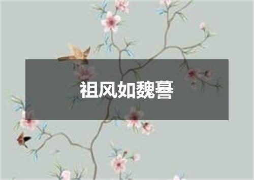 祖风如魏謩