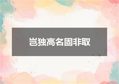 岂独高名固非取
