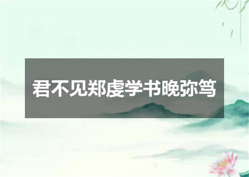 君不见郑虔学书晚弥笃