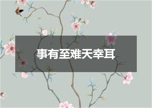 事有至难天幸耳