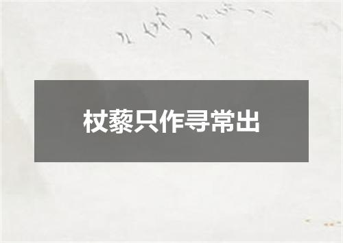 杖藜只作寻常出