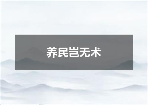 养民岂无术
