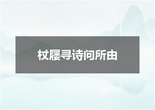 杖屦寻诗问所由