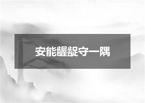 安能龌龊守一隅