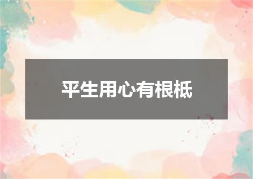 平生用心有根柢