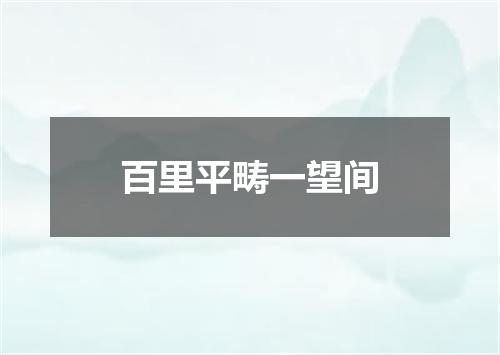 百里平畴一望间