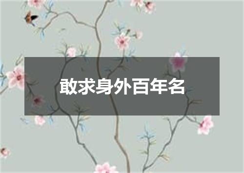 敢求身外百年名