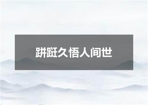 跰跹久悟人间世