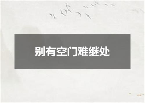 别有空门难继处