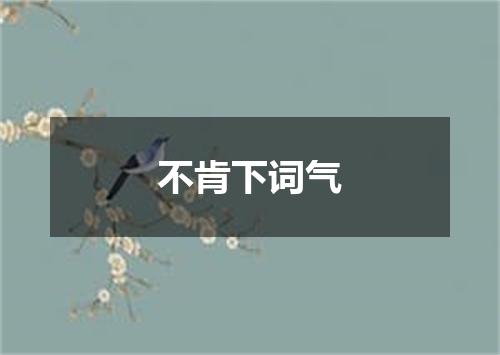不肯下词气