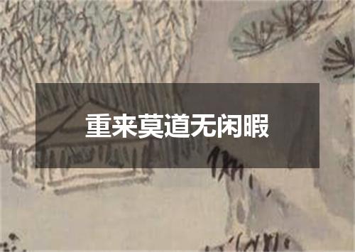 重来莫道无闲暇