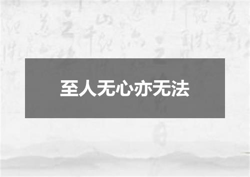 至人无心亦无法
