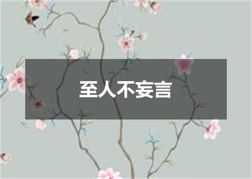 至人不妄言