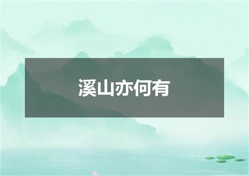溪山亦何有
