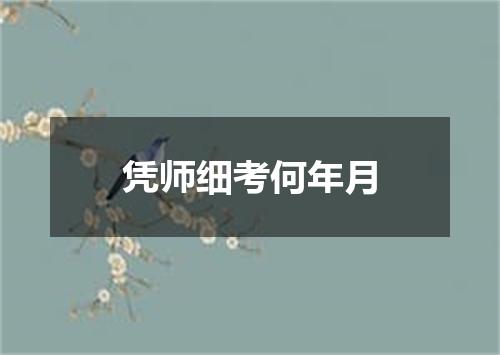 凭师细考何年月