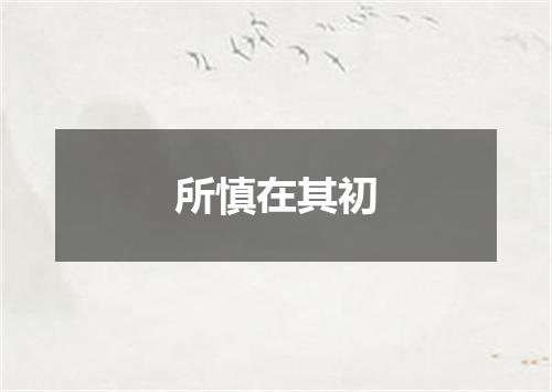 所慎在其初
