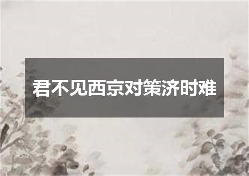 君不见西京对策济时难