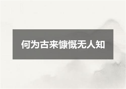 何为古来慷慨无人知